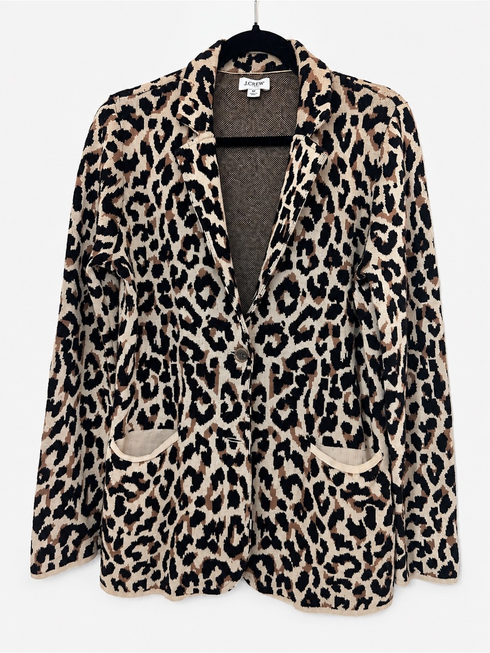J.Crew Leopard Cotton Sweater Blazer Cardigan M